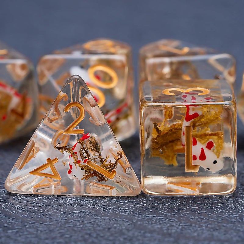weyano DND Fish Dice Set, Resin Cute Polyhedral Dice for Dungeons and Dragons, RPG, MTG D&D 7-DIE (D4, D6, D8, D10, D12, D20, D%) - Image 5